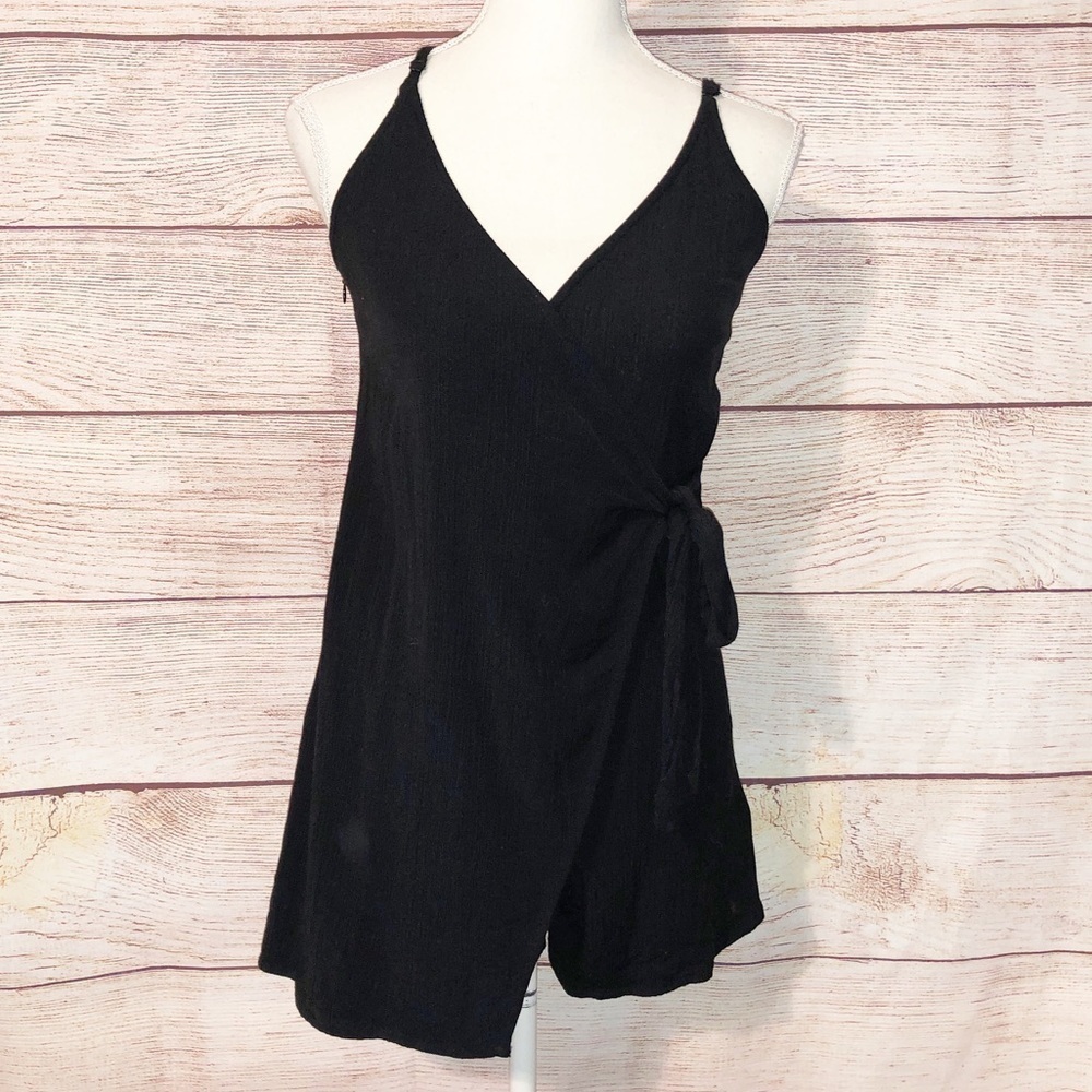 Roxy Black Wrap Front Shorts Romper Size XS